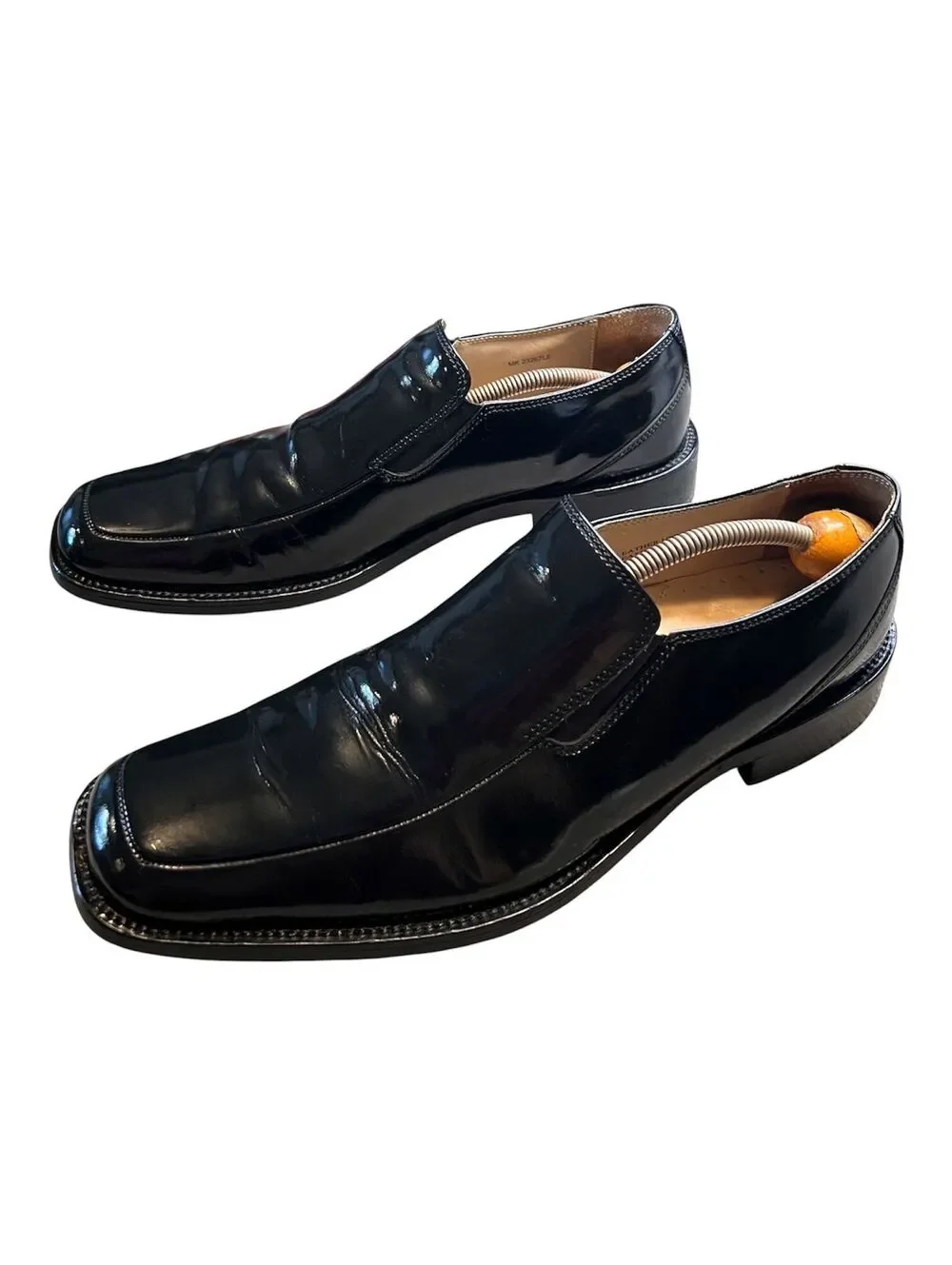 VTG Kenneth Cole New York Blk Leather Square Toe Slip On Loafers Mens Size 11.5